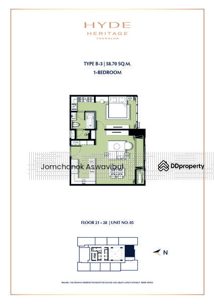 Hyde Heritage Thonglor, กรุงเทพ, 1199 ซอยสุขุมวิท 59, คลองตันเหนือ, วัฒนา, กรุงเทพ, 58 ตร.ม., คอนโด ขาย, โดย Jomchanok Aswavibul, 10508045 - DDproperty.com