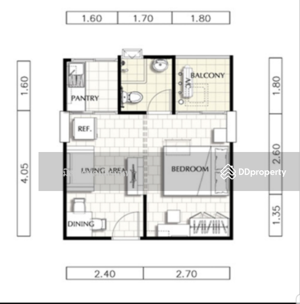 City Home ศรีนครินทร์, กรุงเทพ, - ซอยลาซาน ถนนสุขุมวิท, บางนา, บางนา, กรุงเทพ, 30 ตร.ม., คอนโด ให้เช่า, โดย สมิสา กุลกมลานนท์, 10539845 - ผังห้อง 30 ตรม. - DDproperty.com