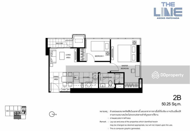 The Line Asoke-Ratchada, Bangkok, Din Daeng Road, Din Daeng, Bangkok, 2 Bedrooms, 52 sqm, Condo For Rent, by Khun Joy, 10585015 - DDproperty.com