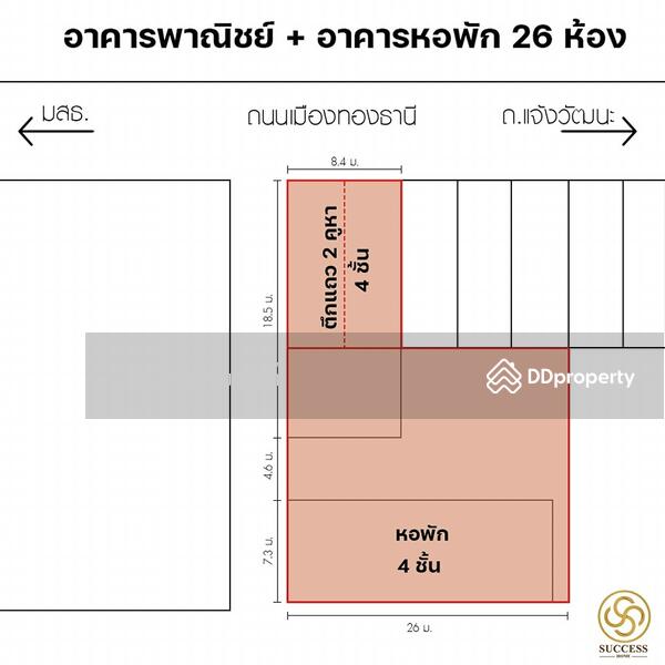 For Sale - อาคารพาณิชย์ 4 ชั้น 2 คูหา เมืองทองธานี พร้อมที่ดินและอาคารหอพัก 4 ชั้น 102 ตร.ว., Nonthaburi