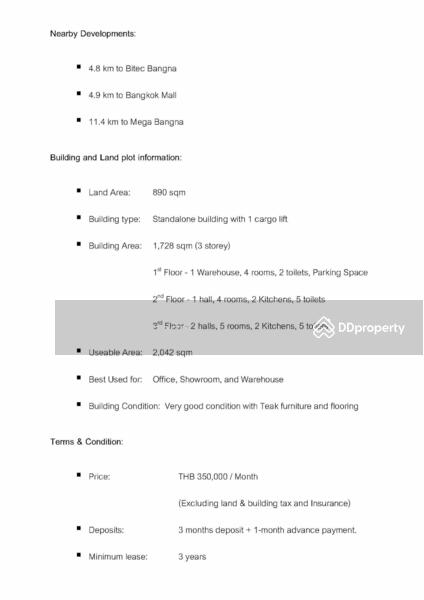 Office for rent with warehouse Sukhumvit 107, Samut Prakan, Samrong Nua, Muang Samut Prakarn, Samut Prakan, , 2,042 sqm, Office Space For Rent, by Tida phanthonglarptawee, 10734785 - DDproperty.com
