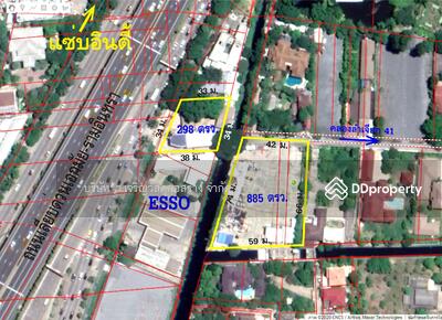 ขาย - ขายที่ 1183 ตรว.ละ 3.5 แสน ติดถนนใหญ่เลียบด่วนเอกมัย-รามอินทราเยื้องคริสตัลปาร์ค และร้านแซ่บอินดี้, กรุงเทพ