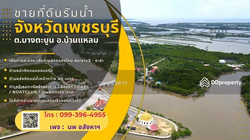 ขาย - ขายที่ดินติดแม่น้ำ 4-2-93ไร่ (1,893 ตรว.)ใกล้ปากอ่าวบางตะบูน อ.บ้านแหลม, เพชรบุรี