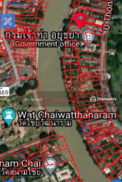 For Sale - Filled Land 399 sq wah on Chao Phraya river adjacent Wat Chaiwattanaram, Uthong road, Phra Nakhon Si Ayutthaya