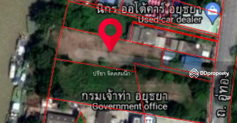 For Sale - Filled Land 399 sq wah on Chao Phraya river adjacent Wat Chaiwattanaram, Uthong road, Phra Nakhon Si Ayutthaya