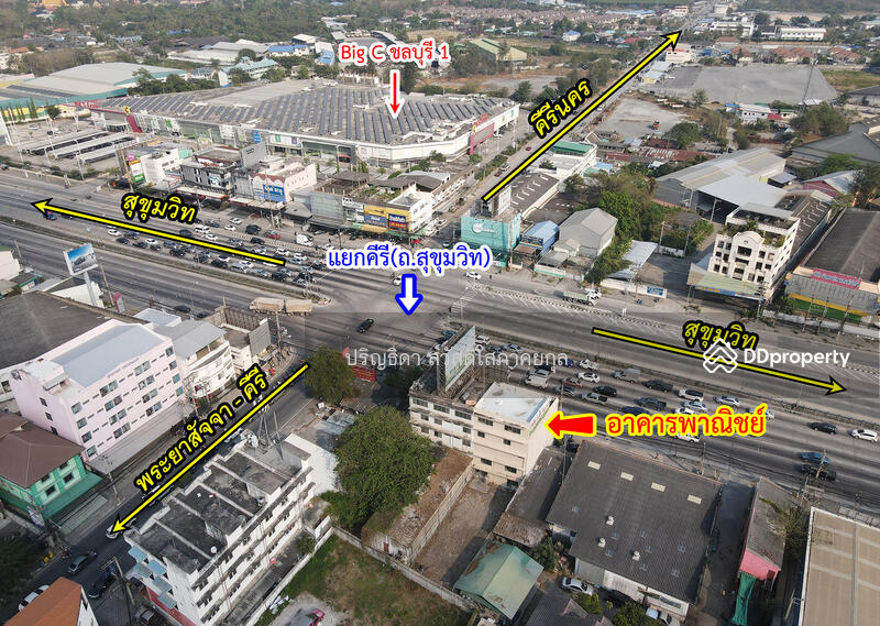 ขาย - ขายอาคารพาณิชย์ ถนนสุขุมวิท แยกคีรี ห้วยกะปิ, ชลบุรี