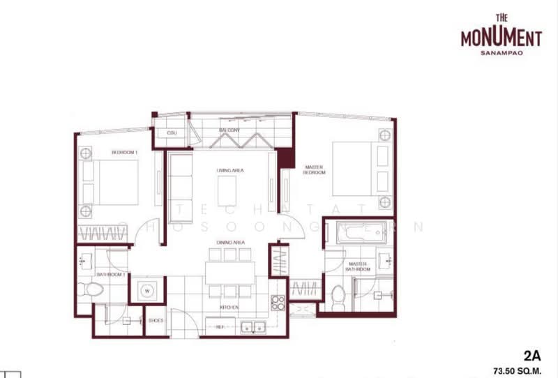 The Monument Sanampao, Bangkok, 933 Phahonyothin Rd, Samsen Nai, Phaya Thai, Bangkok, 2 Bedrooms, 74 sqm, Condo For Rent, by Techatat Chosoongnern, 11142509 - DDproperty.com