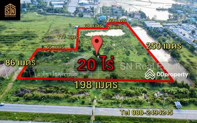 ขาย - ขายที่ดิน 20 ไร่ ติดถนนใหญ่ ปทุม-สามโคก-เสนา, ปทุมธานี