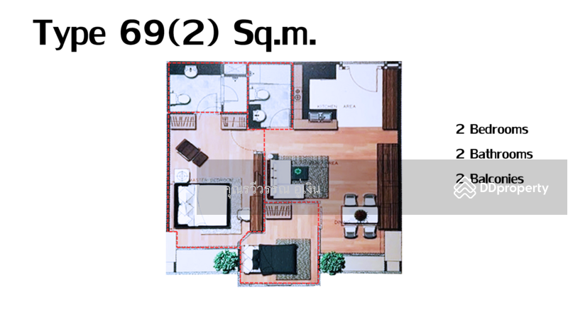 The Fourwings Residence, Bangkok, 335 Srinakarin, Hua Mak, Bang Kapi, Bangkok, 2 Bedrooms, 68 sqm, Condo For Rent, by คุณรวีวรรณ อู่เงิน, 11309747 - DDproperty.com