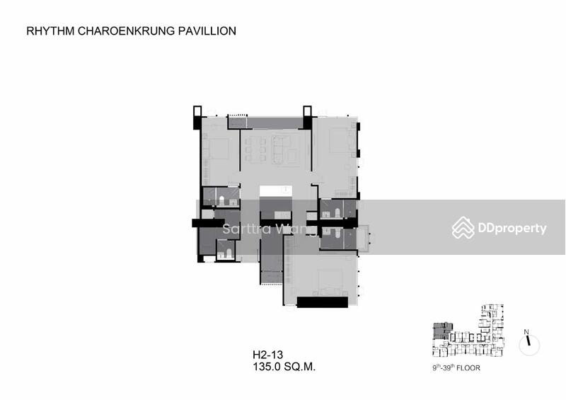 Rhythm Charoenkrung Pavillion, Bangkok, Charoenkrung Road, Wat Prayakrai, Bang Kho Laem, Bangkok, 3 Bedrooms, 137 sqm, Condo For Rent, by Sarttra Wang, 11362657 - DDproperty.com