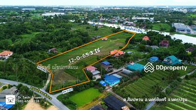 ขาย - ขายที่ดิน ติดแม่น้ำท่าจีน 12-0-65.3 ไร่ ใกล้มอเตอร์เวย์ M81 เพียง 6 กม. อ.นครชัยศรี จ.นครปฐม, นครปฐม
