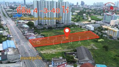 ขาย - ขายที่ดินพัทยาติดถนนสุขุมวิท สร้างตึกสูงได้ ผังสีแดง ทำเลดีที่สวย (In1), ชลบุรี