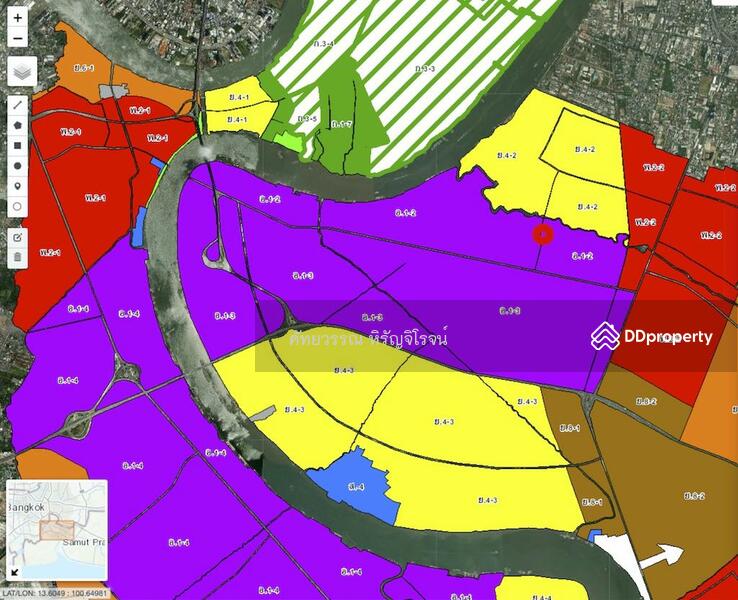 For Sale - Land and warehouse for sale , 4 Rai 147.3sq.w. Samutprakarn Province ,Purple color, Sale50,000฿/sq.w, Samut Prakan