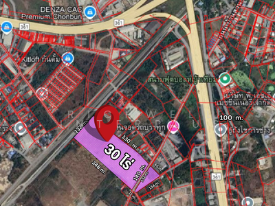 ขาย - ขายที่ดินสีม่วงลายหนองข้างคอก 30 ไร่ ติดถนนคอนกรีตใกล้ถ.มอเตอร์เวย์7และถนนบายพาส361, ชลบุรี