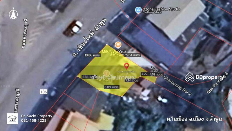 ขาย - อาคารพาณิชย์ ตัวเมืองลำพูน 2 คูหา 35.1 ตรว. (ห้องมุม) ใกล้ วัดพระธาตุหริภุญชัย, ลำพูน
