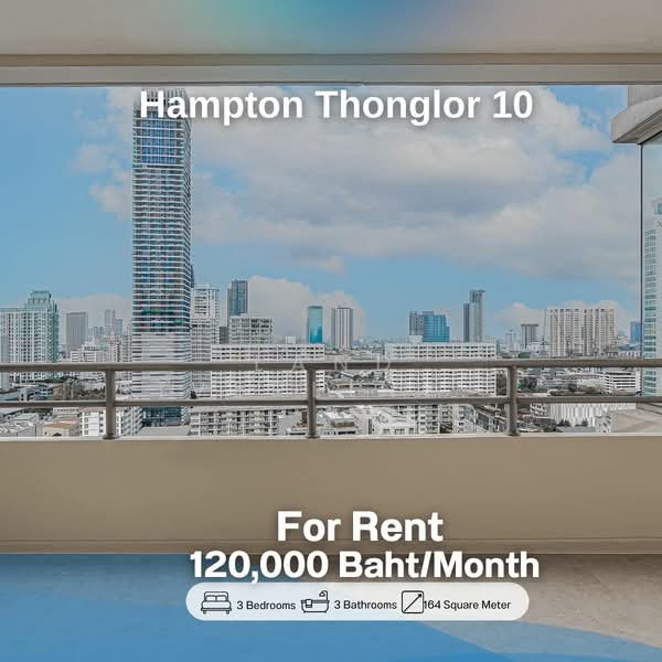 Hampton Thonglor 10, Bangkok, 324 Soi Thonglor 10, Sukhumvit Road, Khlong Tan Nua, Watthana, Bangkok, 3 Bedrooms, 164 sqm, Condo For Rent, by Land Riverline Real Estate, 11765747 - DDproperty.com