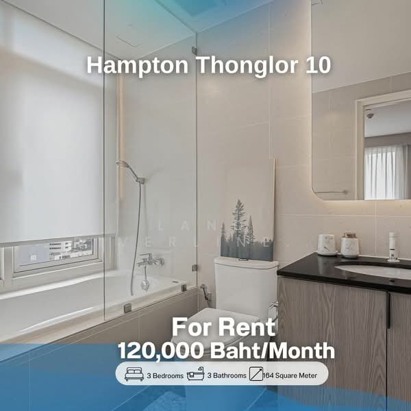 Hampton Thonglor 10, Bangkok, 324 Soi Thonglor 10, Sukhumvit Road, Khlong Tan Nua, Watthana, Bangkok, 3 Bedrooms, 164 sqm, Condo For Rent, by Land Riverline Real Estate, 11765747 - DDproperty.com