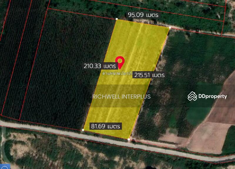For Sale - Land for sale, square pond, 11 rai, next to asphalt road, near four-lane road, 331-280 meters., Chon Buri