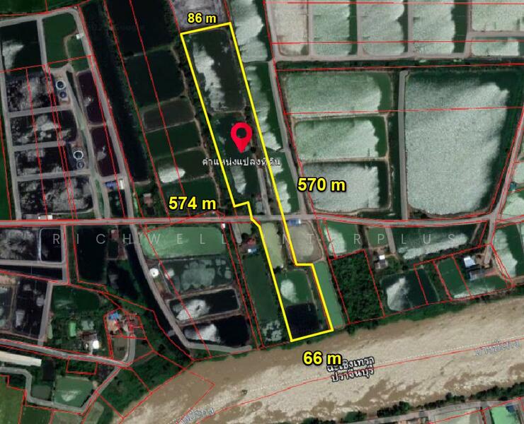 ขาย - ขายที่บ่อบางขนาก 21 ไร่ ติดถ.ลาดยาง ติดแม่น้ำบางปะกง ใกล้ถนน3481 - 1.8 กม., ฉะเชิงเทรา