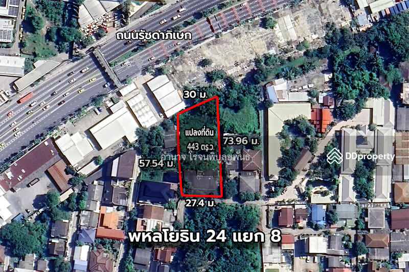 แผนที่ที่ดิน 443 ตร.วา พหลโยธิน 24 แยก 8 ติดถนนซอย ใกล้รถไฟฟ้า