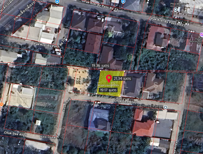 ขาย - ที่ดินซอยโชคดี ใกล้สถานีรถไฟฟ้าเลี่ยงเมืองปากเกร็ด เนื้อที่ 101 ตารางวา, นนทบุรี