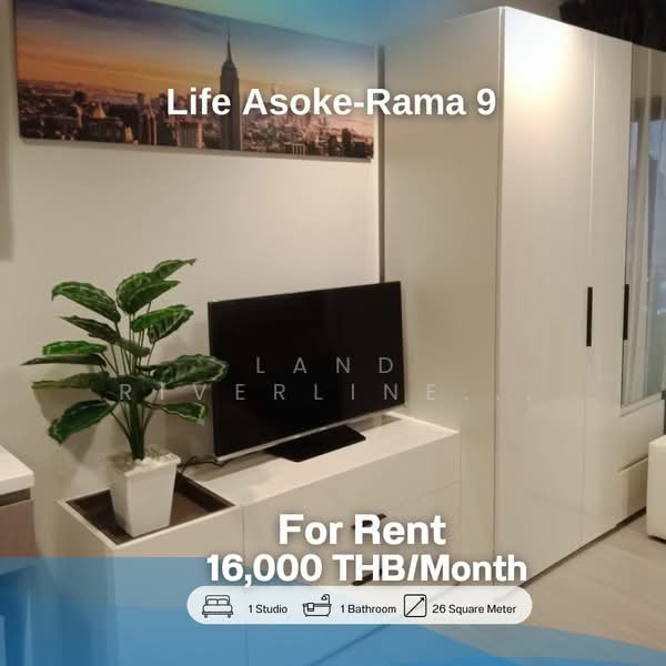 Life Asoke-Rama 9, Bangkok, 626 Asoke-Dindaeng Road, Makkasan, Ratchathewi, Bangkok, Studio, 26 sqm, Condo For Rent, by Land Riverline Real Estate, 11805572 - DDproperty.com
