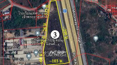 ขาย - ขายที่ดินติดถนนเลียบมอเตอร์เวย์ ศรีราชา ใกล้นิคมแหลมฉบัง ผังสีส้ม, ชลบุรี