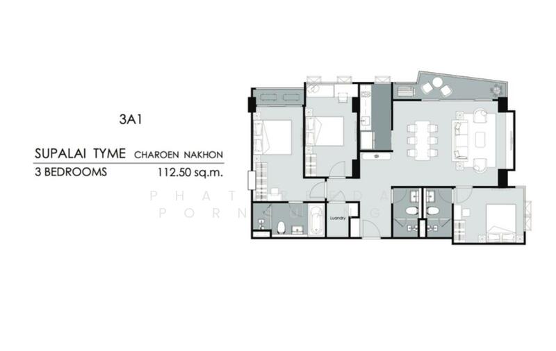 Supalai Tyme Charoen Nakhon, Bangkok, Charoen Nakhon Road, Bang Lam Phu Lang, Khlong San, Bangkok, 3 Bedrooms, 113 sqm, Condo Option To Buy, by Phatareeda Pornsuang, 11816808 - DDproperty.com