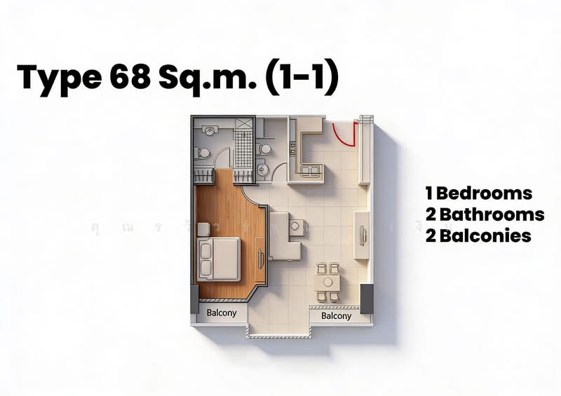The Fourwings Residence, Bangkok, 335 Srinakarin, Hua Mak, Bang Kapi, Bangkok, 1 Bedroom, 68 sqm, Condo For Rent, by คุณรวีวรรณ อู่เงิน, 11828952 - DDproperty.com