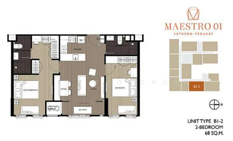 Maestro 01 Sathorn-Yenakat, Bangkok, 14 Yen Akat Road, Thung Maha Mek, Sathon, Bangkok, 2 Bedrooms, 68 sqm, Condo For Sale, by Thiti Boonchurn, 11830783 - DDproperty.com
