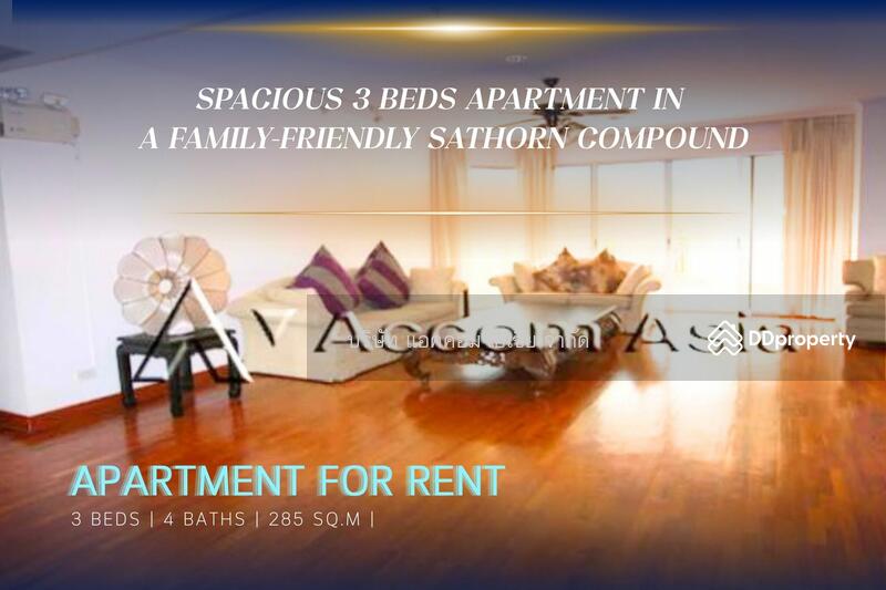 For Rent - Pet friendly Spacious 3-Bedroom Apartment in a Family-Friendly Sathorn Compound, Bangkok