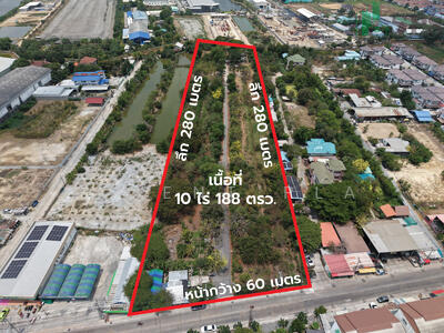 ขาย - ขายที่ดินแปลงสวย ทำเลทองใจกลางบางพลี เนื้อที่ 10 ไร่ 188 ตร.วา ติดถนน, สมุทรปราการ