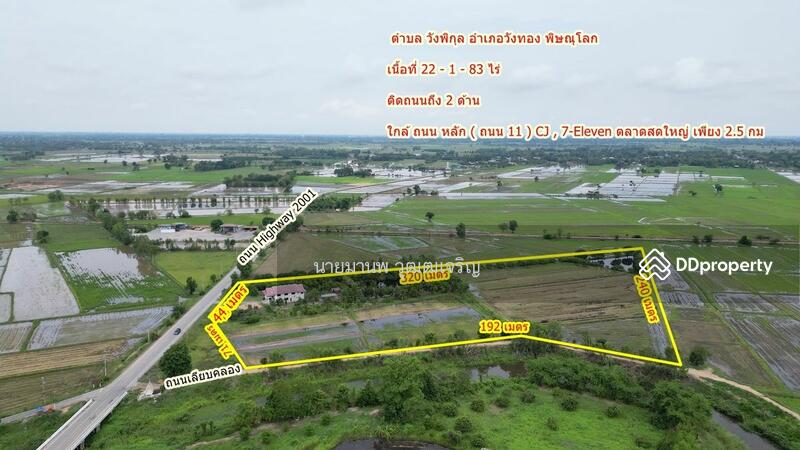 ขาย - ขายที่ดิน แถมบ้าน ตำบลวังพิกุล อำเภอวังทอง จังหวัดพิษณุโลก ติดถนน Highway 2001 เดินทางสะดวก, พิษณุโลก