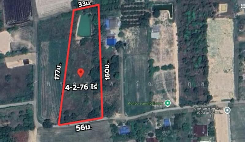 ขาย - ที่ดิน ใกล้ รร.นายร้อย จปร. เพียง 3.5 กม. เนื้อที่ 4ไร่ 2งาน 76ตร.วา, นครนายก