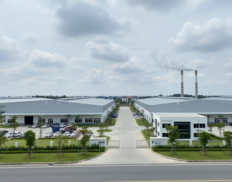 ภาพจำลอง โรงงานบนที่ดิน ผังม่วง