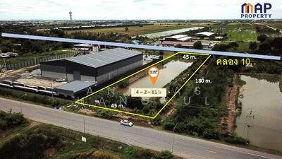 ขาย - ขายที่ดินติดคลอง 10 เนื้อที่ 4-2-81 ไร่ ด้านหน้า ติดถนน, ปทุมธานี