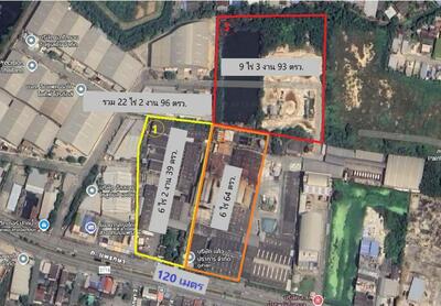 ขาย - ขายที่ดินสีม่วงติดถนนแพรกษา 22 ไร่ สมุทรปราการ ราคาถูกมาก, สมุทรปราการ