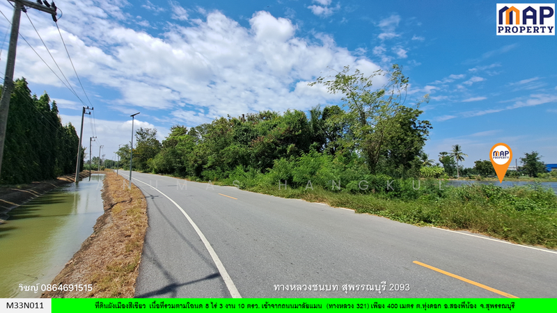 ขาย - ที่ดินสองพี่น้อง ใกล้ถนนมาลัยแมน, สุพรรณบุรี