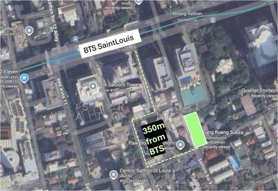 ขาย - ที่ดิน 293วา ซอยสาทร 9 จาก BTS เซนต์หลุยส์ เพียง 350ม., กรุงเทพ