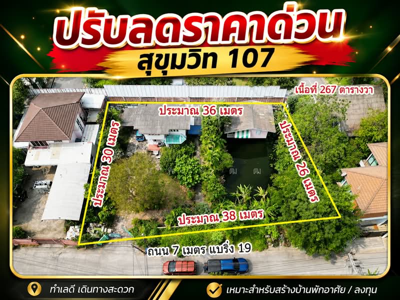 ขายที่ดินแปลงสวย สุขุมวิท แบริ่ง ทำเลศักยภาพ, สมุทรปราการ, สำโรงเหนือ, เมืองสมุทรปราการ, สมุทรปราการ, 1,068 ตร.ม., ที่ดิน ขาย, โดย นายมานพ วุฒฒเจริญ, 500111529 - DDproperty.com