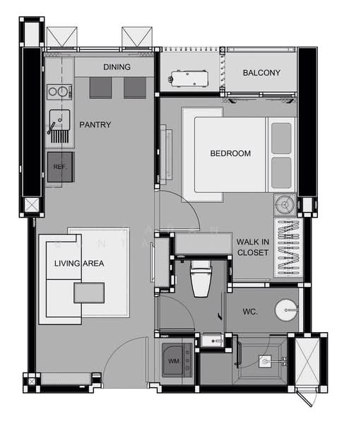 Rhythm Sukhumvit 50, Bangkok, 8 Sukhumvit 50, Sukhumvit Road, Phra Kanong, Khlong Toei, Bangkok, 1 Bedroom, 35 sqm, Condo For Rent, by Daran Buntakawinkul, 500136997 - DDproperty.com