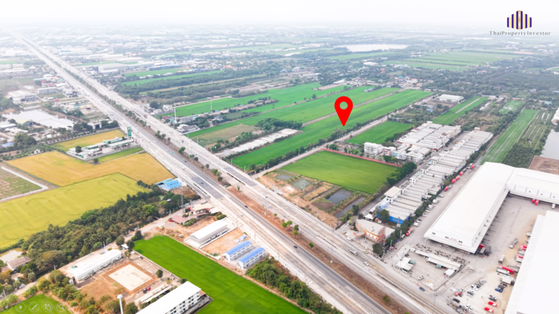 For Sale - ขายที่ดินเปล่า ติดถนน 3 ด้าน!! แปลงสี่เหลี่ยมสวย ขายที่ดิน 32 ไร่เศษ กาญจนาภิเษก คลองกำนันเยื้อน, Pathum Thani