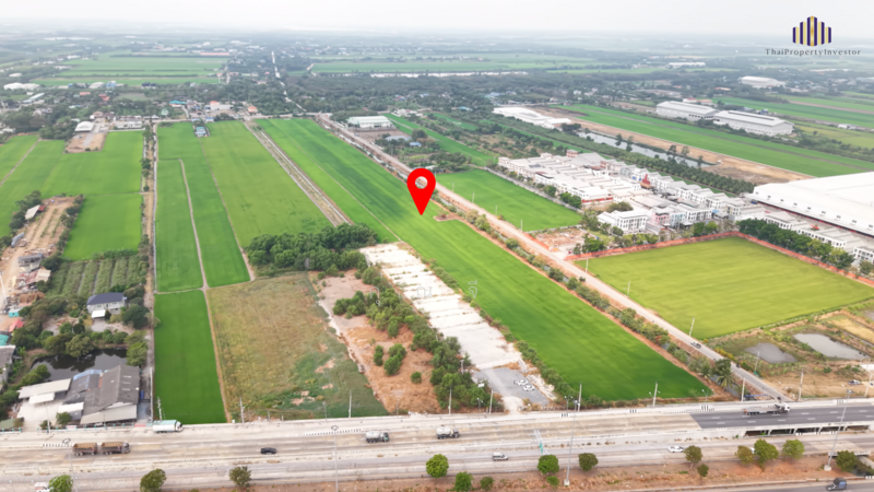 For Sale - ขายที่ดินเปล่า ติดถนน 3 ด้าน!! แปลงสี่เหลี่ยมสวย ขายที่ดิน 32 ไร่เศษ กาญจนาภิเษก คลองกำนันเยื้อน, Pathum Thani