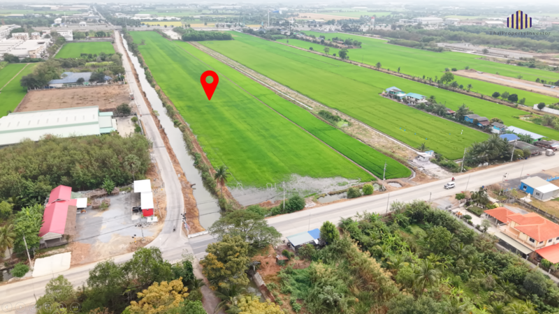 For Sale - ขายที่ดินเปล่า ติดถนน 3 ด้าน!! แปลงสี่เหลี่ยมสวย ขายที่ดิน 32 ไร่เศษ กาญจนาภิเษก คลองกำนันเยื้อน, Pathum Thani