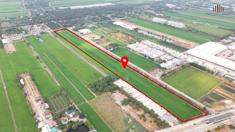 For Sale - ขายที่ดินเปล่า ติดถนน 3 ด้าน!! แปลงสี่เหลี่ยมสวย ขายที่ดิน 32 ไร่เศษ กาญจนาภิเษก คลองกำนันเยื้อน, Pathum Thani