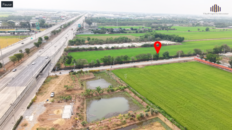 For Sale - ขายที่ดินเปล่า ติดถนน 3 ด้าน!! แปลงสี่เหลี่ยมสวย ขายที่ดิน 32 ไร่เศษ กาญจนาภิเษก คลองกำนันเยื้อน, Pathum Thani