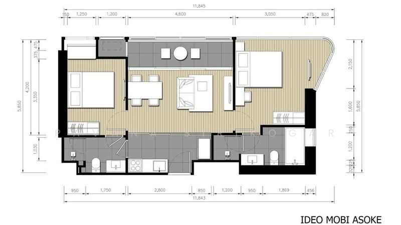 IDEO Mobi Asoke, Bangkok, New Petchaburi Road, Bang Kapi, Huai Khwang, Bangkok, 2 Bedrooms, 62 sqm, Condo For Rent, by Pavana Sirikogar, 500150289 - DDproperty.com