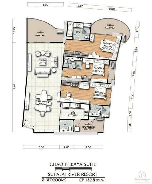 Supalai River Resort, Bangkok, 99 Charoennakhon Road, Samlae, Thon Buri, Bangkok, 3 Bedrooms, 192 sqm, Condo For Sale, by Jutarat Jitmun, 500150415 - DDproperty.com