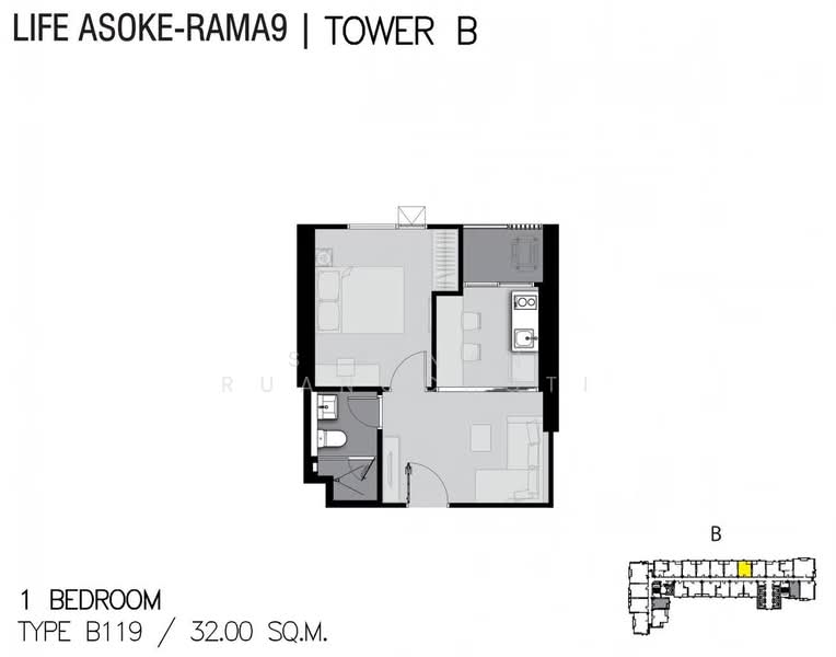 Life Asoke-Rama 9, Bangkok, 626 Asoke-Dindaeng Road, Makkasan, Ratchathewi, Bangkok, 1 Bedroom, 33 sqm, Condo For Sale, by Sirinan Ruangchoti, 500152542 - DDproperty.com