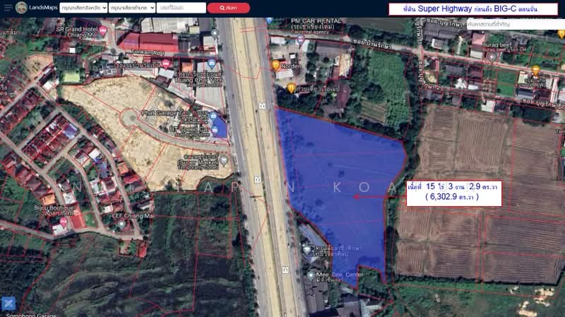 Land for sale 16 Rai near Big C Don Chan, Chiang Mai, ถนนซุปเปอร์ไฮเวย์ เชียงใหม่-ลำปาง, Tha Sa La, Muang Chiang Mai, Chiang Mai, , 25,212 sqm, Land For Sale, by Natthapon Koafun, 500156636 - DDproperty.com